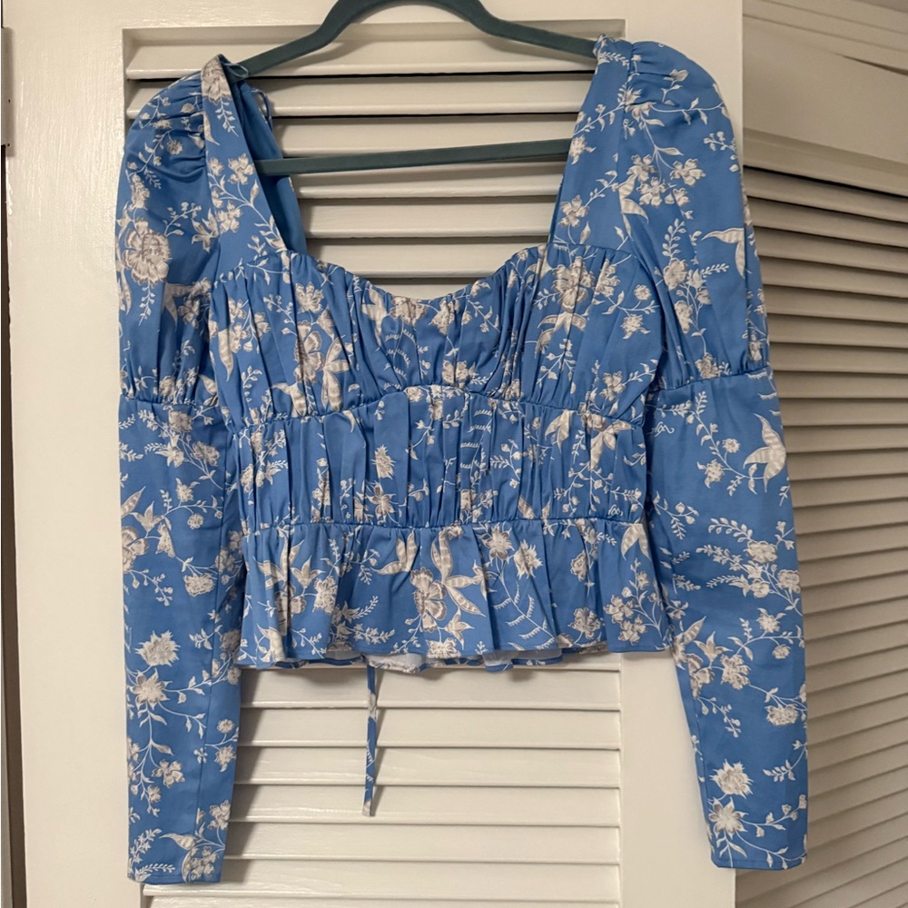 WAYF Floral Blue Women's Top